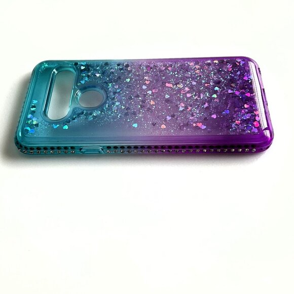 ZX-LG V40 DZ PHONE CASE LIQUID HEART BLING CASE - Picture 1 of 9